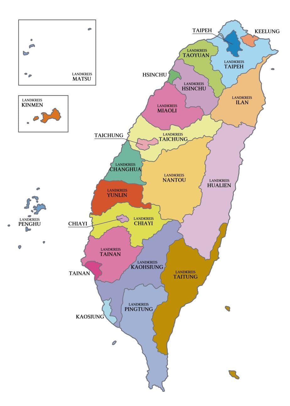 ನಕ್ಷೆ ಥೈವಾನ್ ಪ್ರಾಂತ